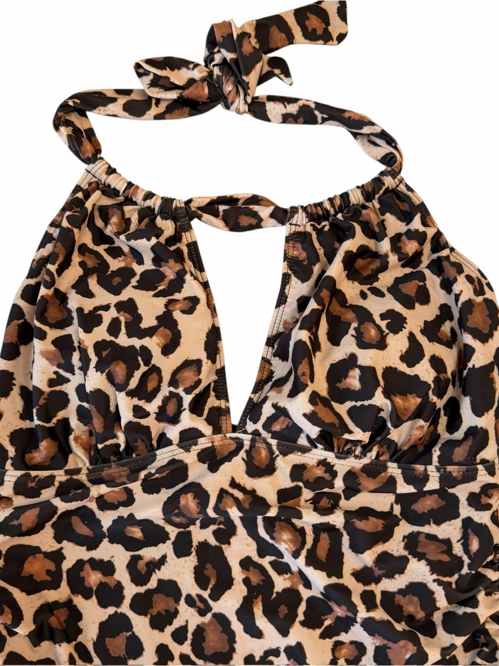 Aqua Eve Leopard Halter One-Piece Swimsuit - Brown - Picture 4 of 4